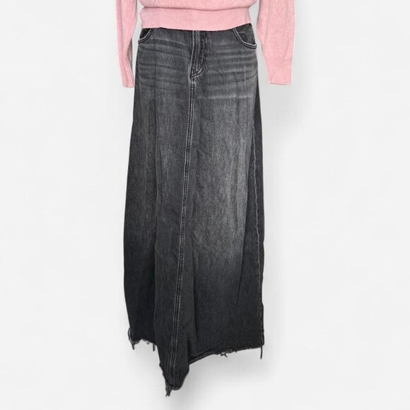 american eagle to the floor black denim maxi skirt - Picture 1 of 6